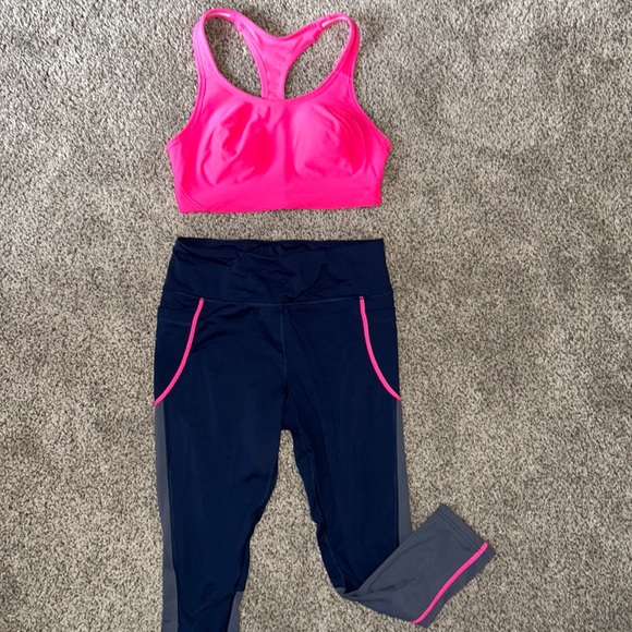 Hot Pink Active Sports Bra + Active Leggings Set - Picture 1 of 6